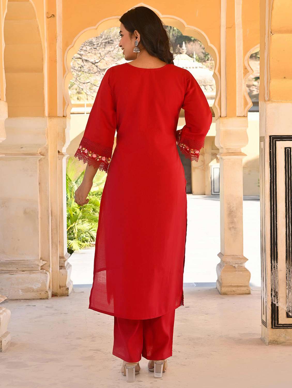 women three quarter sleeve kurta pant with dupatta set - 21919893 - Standard Image - 2
