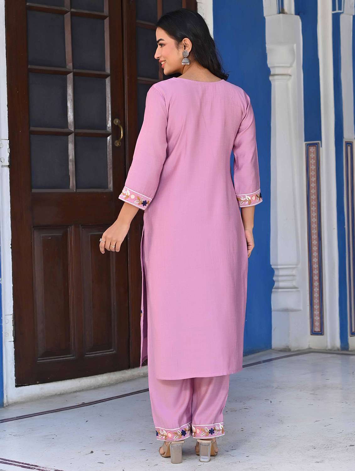 women three quarter sleeve kurta pant with dupatta set - 21919903 -  Standard Image - 2