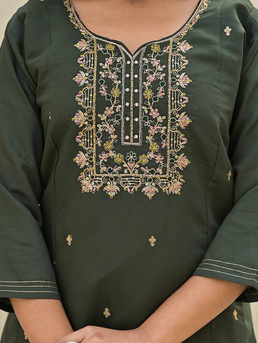 women three quarter sleeve kurta pant with dupatta set - 21919909 - Standard Image - 2