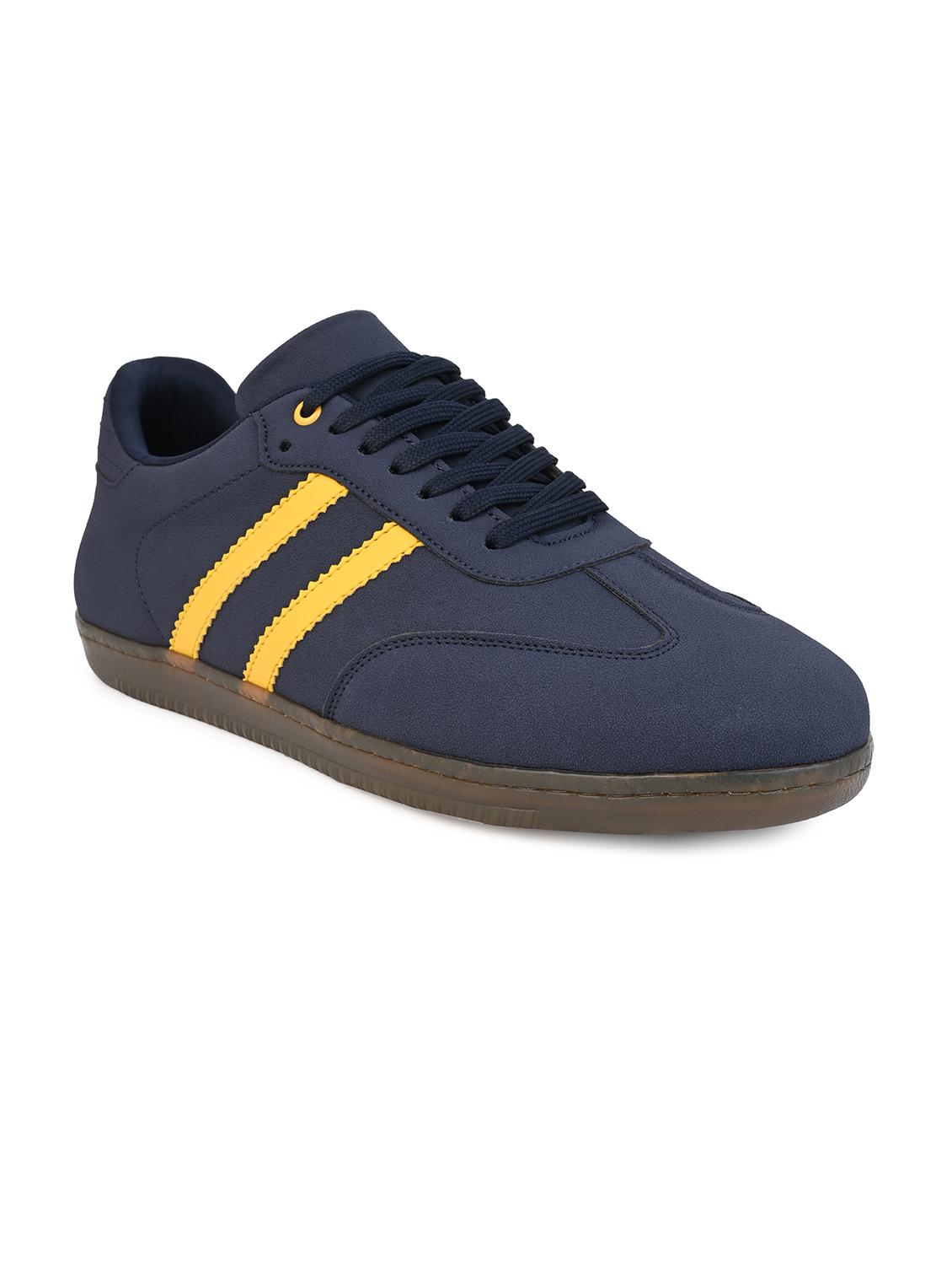 men navy blue solid lace up sneaker - 21919911 - Standard Image - 2