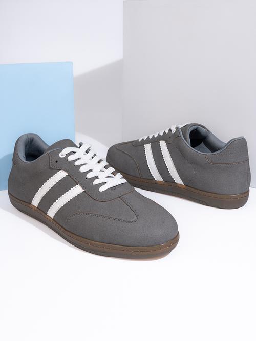 men grey solid lace up sneaker - 21919915 -  Standard Image - 0