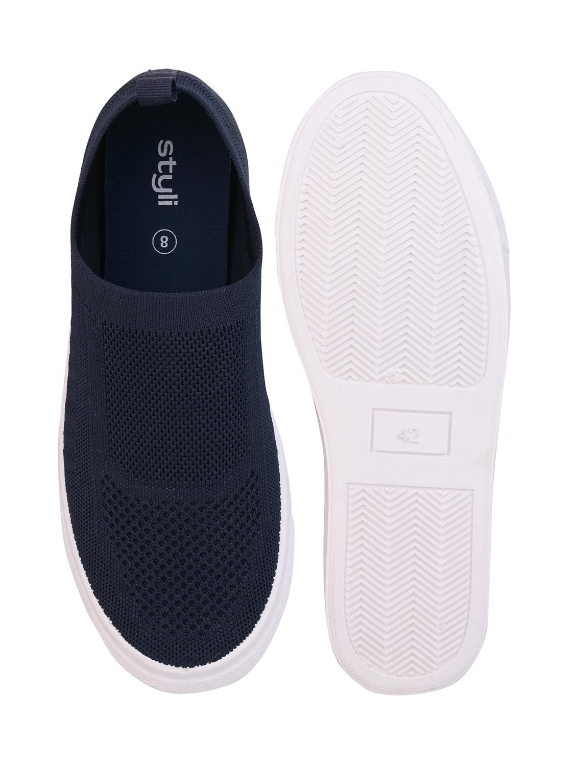 men navy blue solid slip on shoe - 21919917 - Standard Image - 2