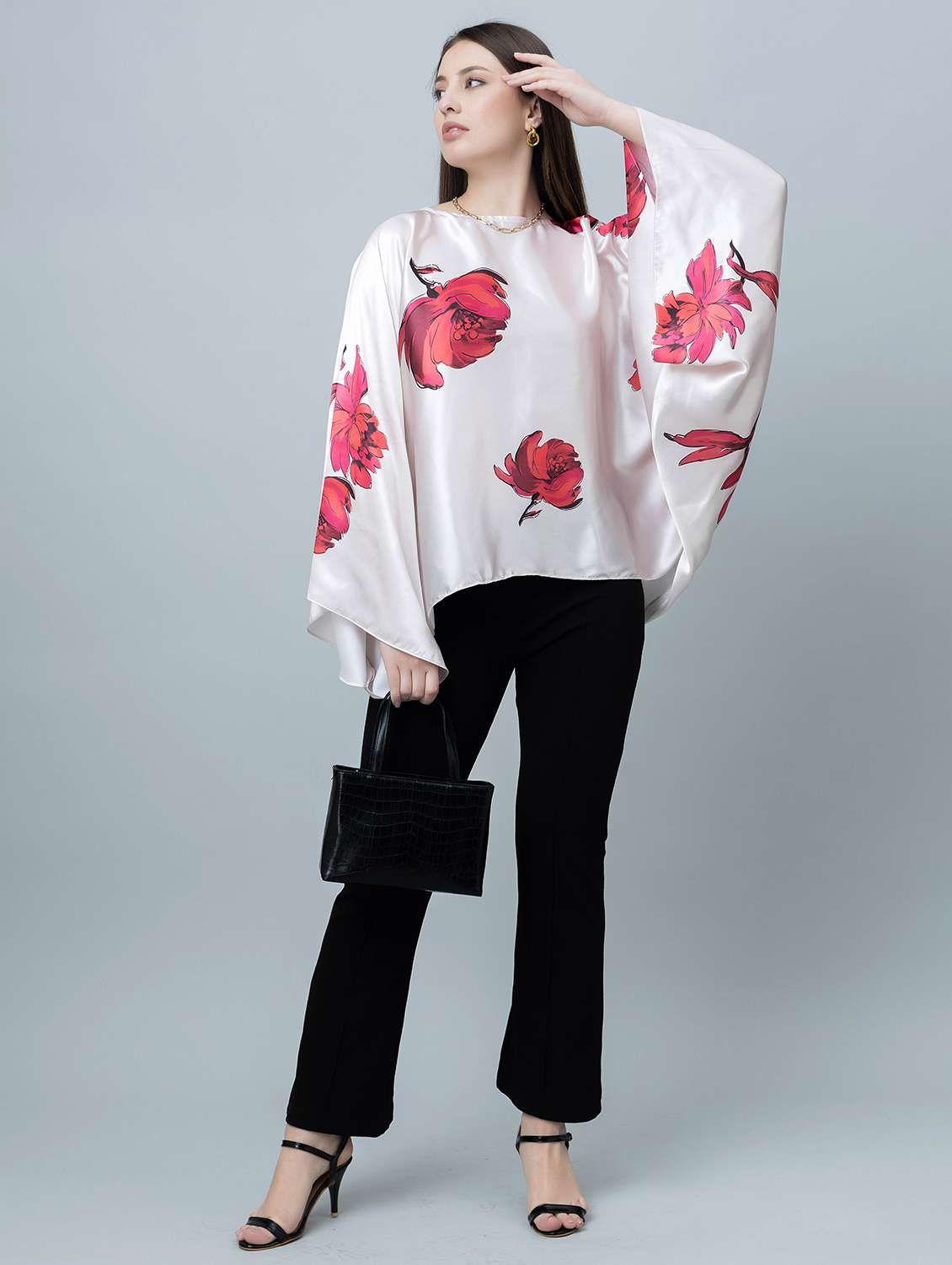 women floral printed kimono sleeves kaftan top - 21920155 -  Standard Image - 7