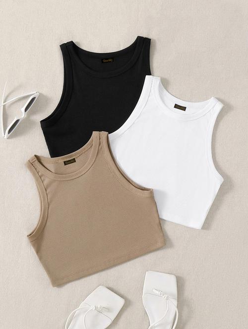 women pack of 3 solid sleeveless tank top - 21920181 -  Standard Image - 0