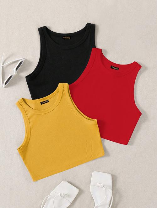 women pack of 3 solid sleeveless tank top - 21920190 -  Standard Image - 0