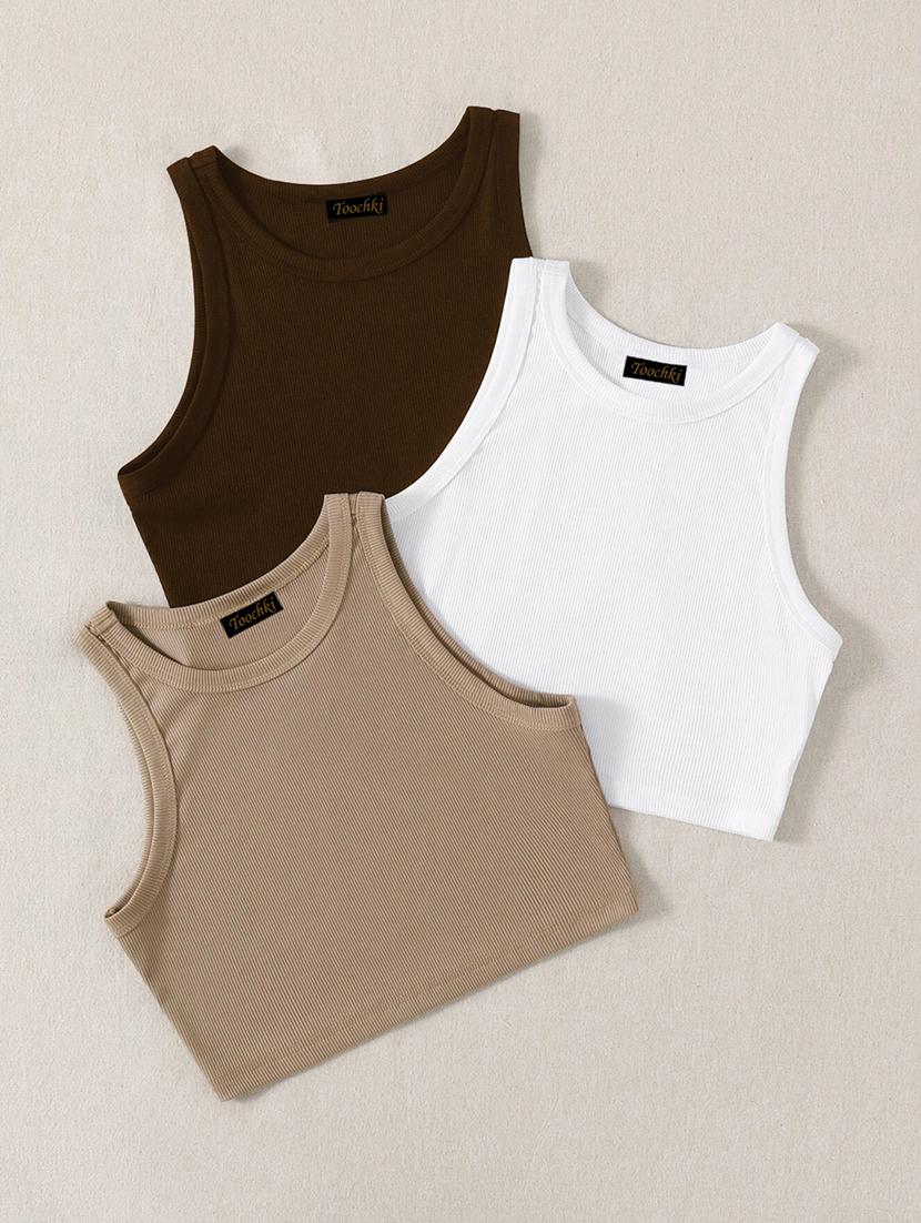 women pack of 3 solid sleeveless tank top - 21920191 - Standard Image - 2