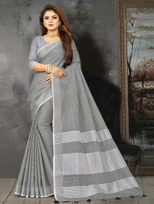 women solid with bordered saree with blouse - 21920371 -  Standard Image - 0