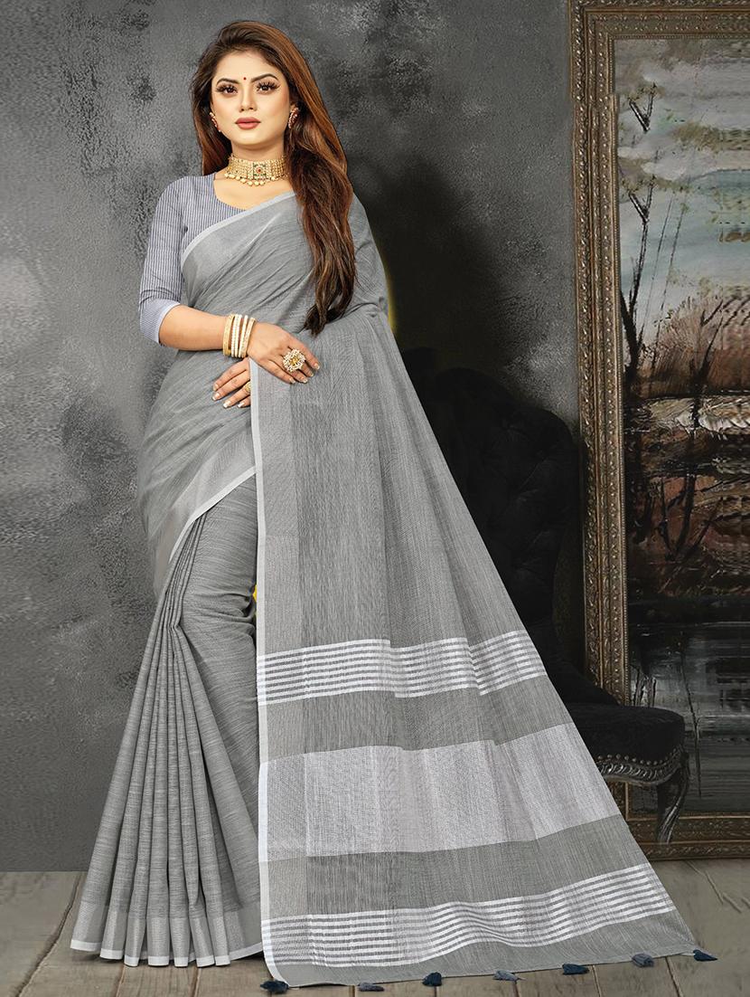 women solid with bordered saree with blouse - 21920371 -  Zoom Image - 0