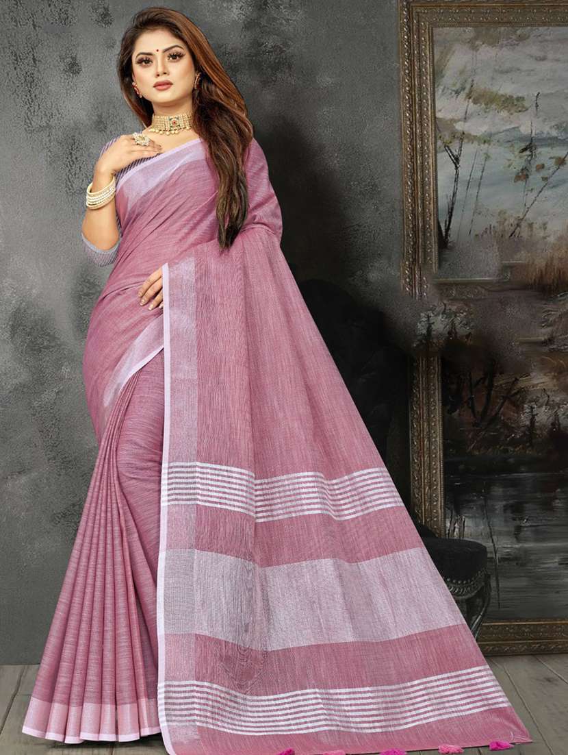 women solid with bordered saree with blouse - 21920375 -  Zoom Image - 0