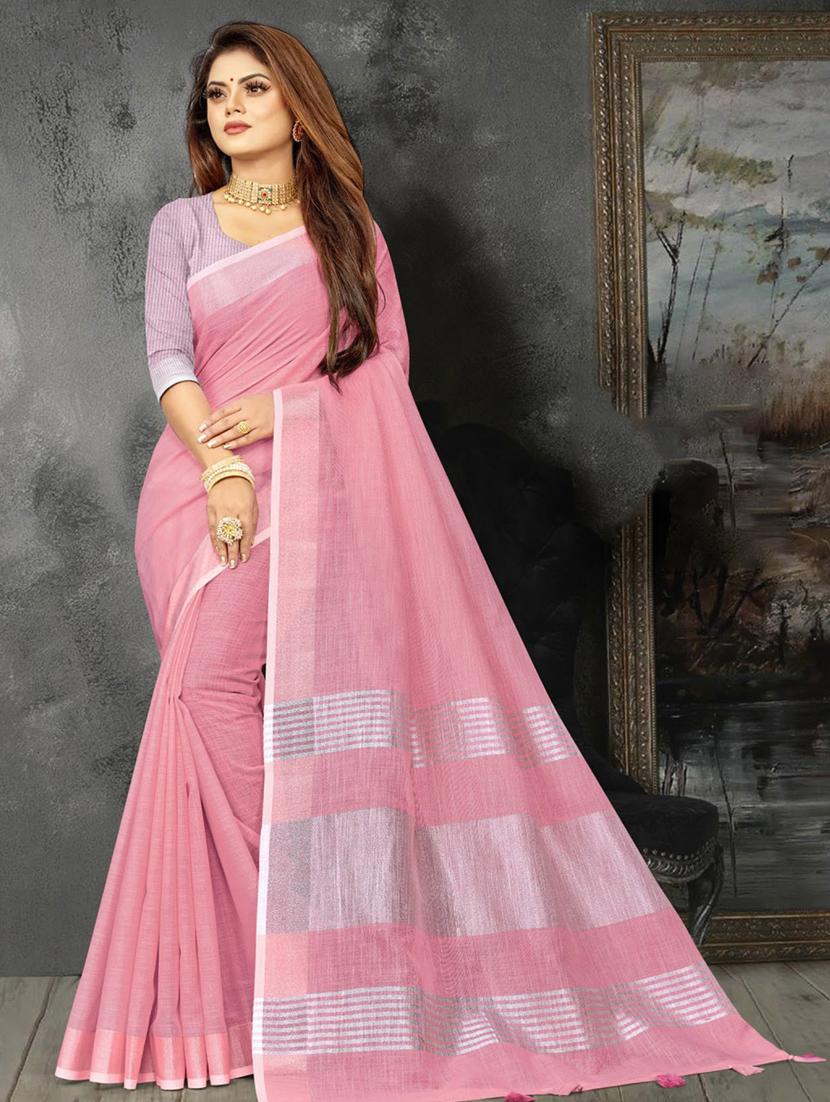 women solid with bordered saree with blouse - 21920379 -  Zoom Image - 0