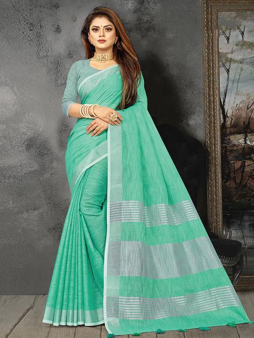 women solid with bordered saree with blouse - 21920381 - Standard Image - 0