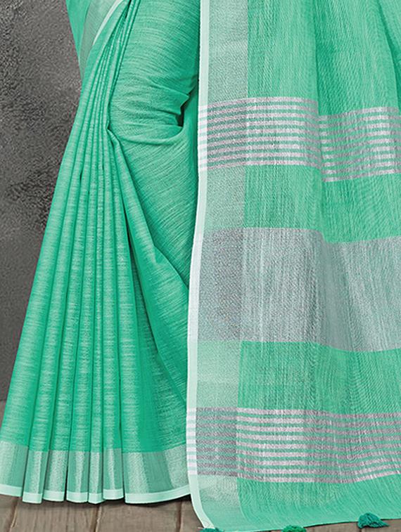 women solid with bordered saree with blouse - 21920381 - Standard Image - 2