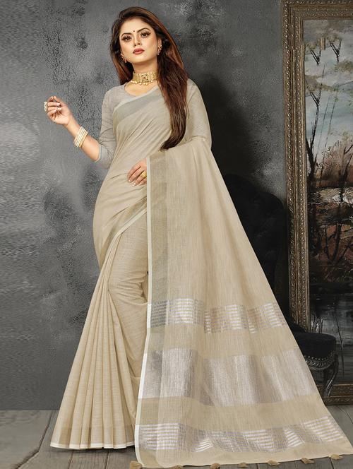 women solid with bordered saree with blouse - 21920382 -  Standard Image - 0