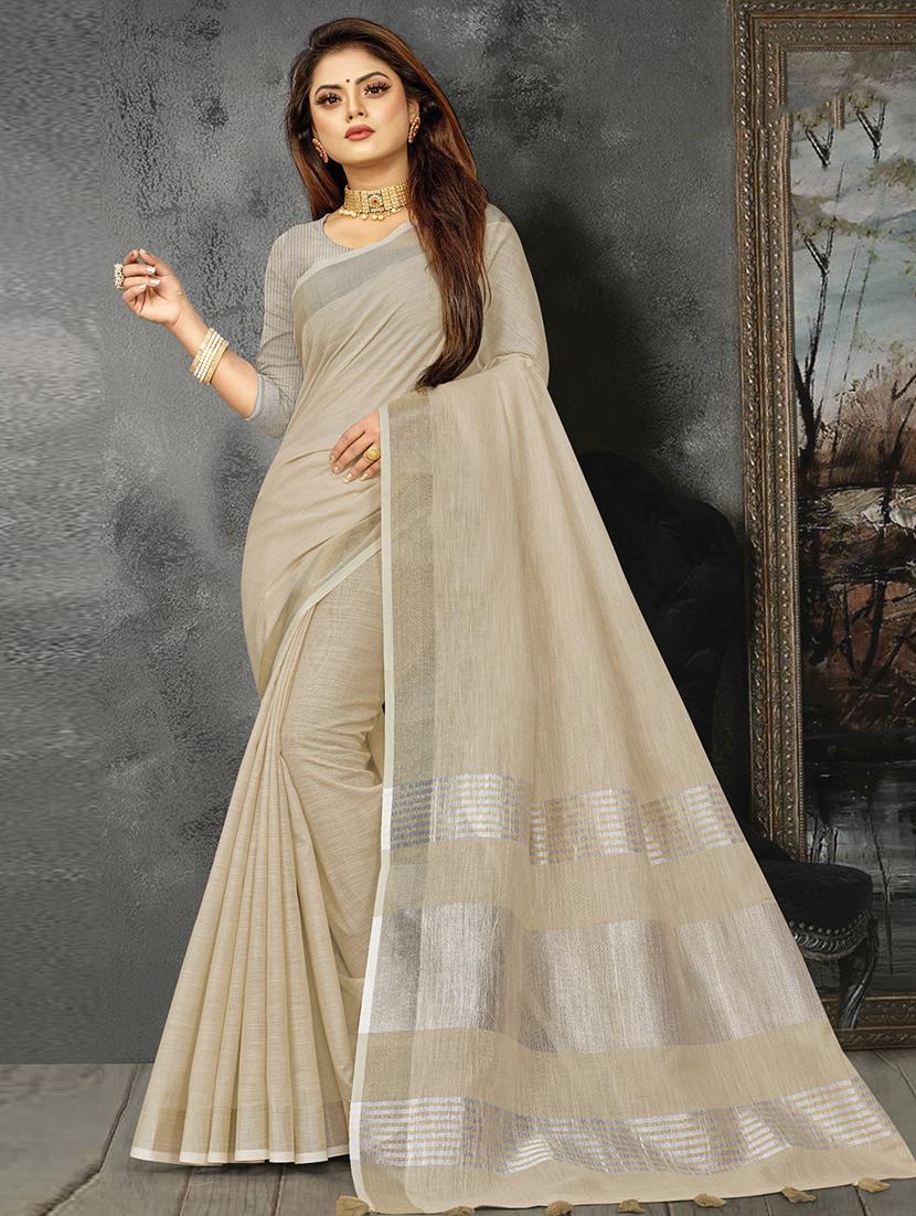 women solid with bordered saree with blouse - 21920382 -  Zoom Image - 0