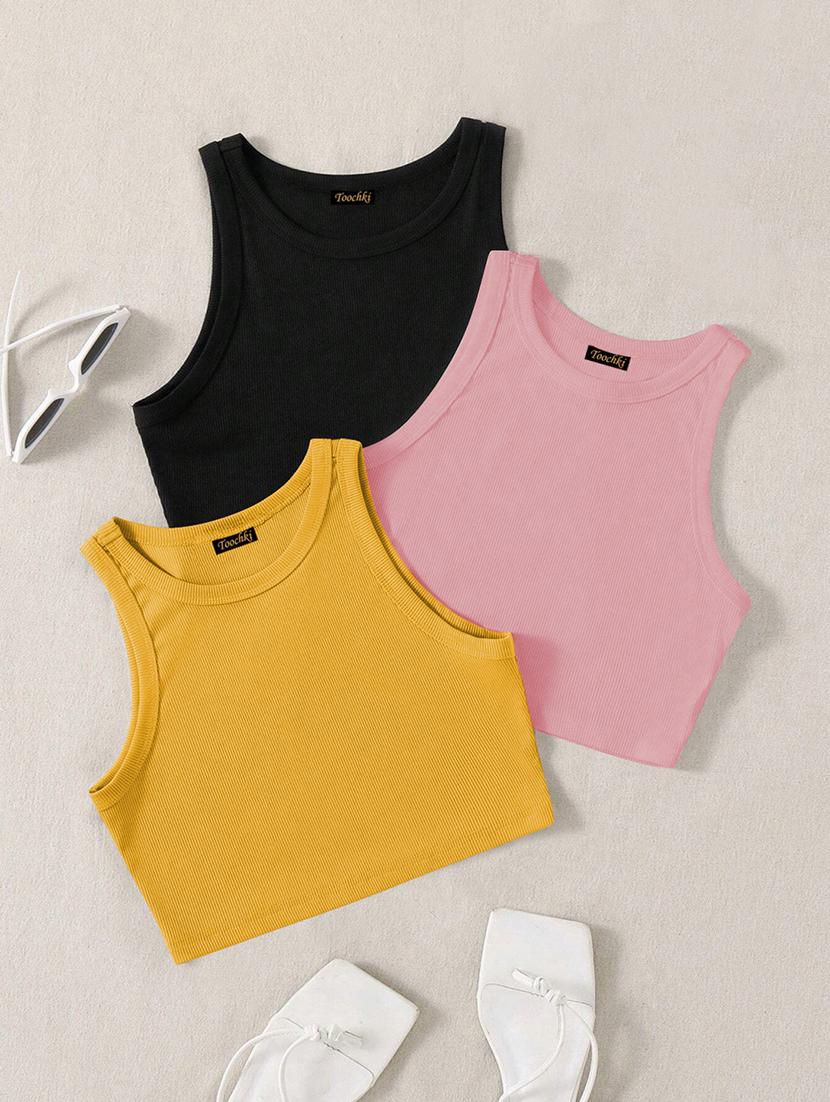 women pack of 3 solid sleeveless tank top - 21920412 - Zoom Image - 0