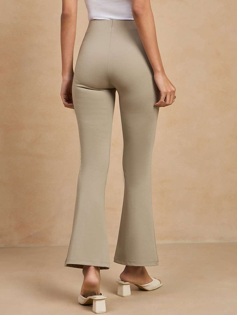 women solid high rise bootcut trouser - 21920896 - Standard Image - 2