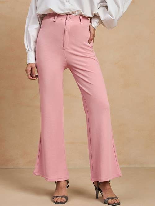 women solid high rise bootcut trouser - 21920899 -  Standard Image - 0