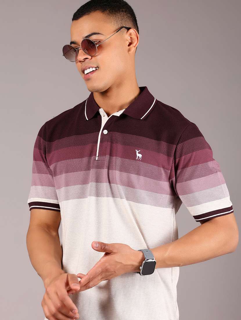 men striped short sleeves regular fit polo t-shirt - 21921118 -  Standard Image - 2