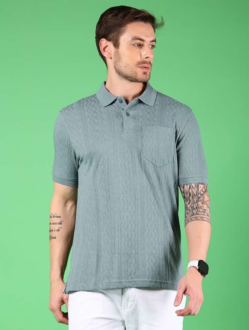 men textured short sleeves regular fit polo t-shirt