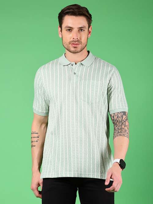 men striped short sleeves regular fit polo t-shirt