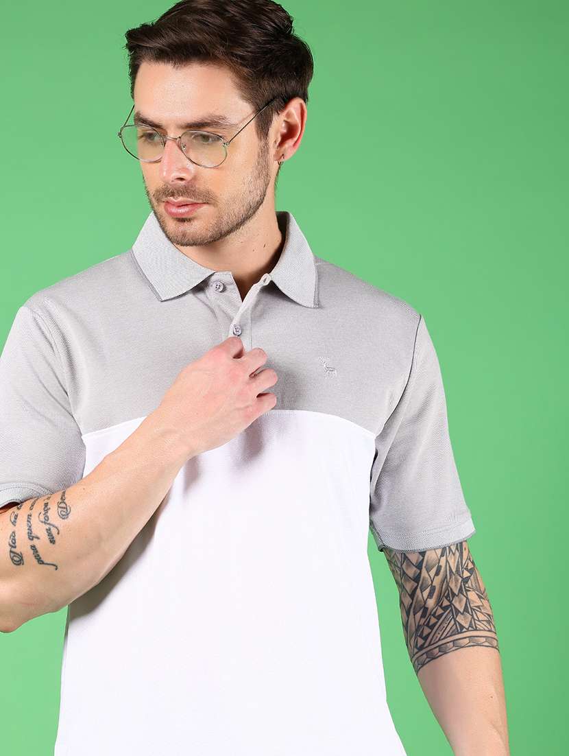 men color blocked short sleeves regular fit polo t-shirt - 21921134 -  Standard Image - 2
