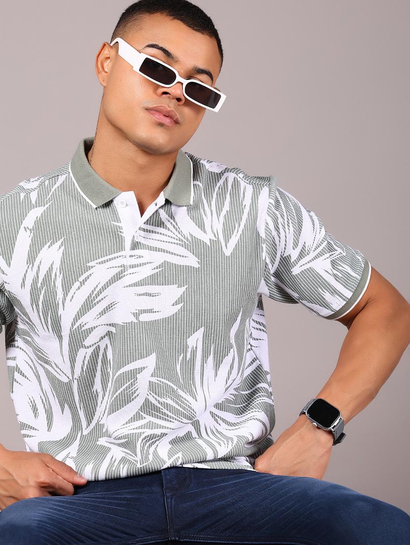 men printed short sleeves regular fit polo t-shirt