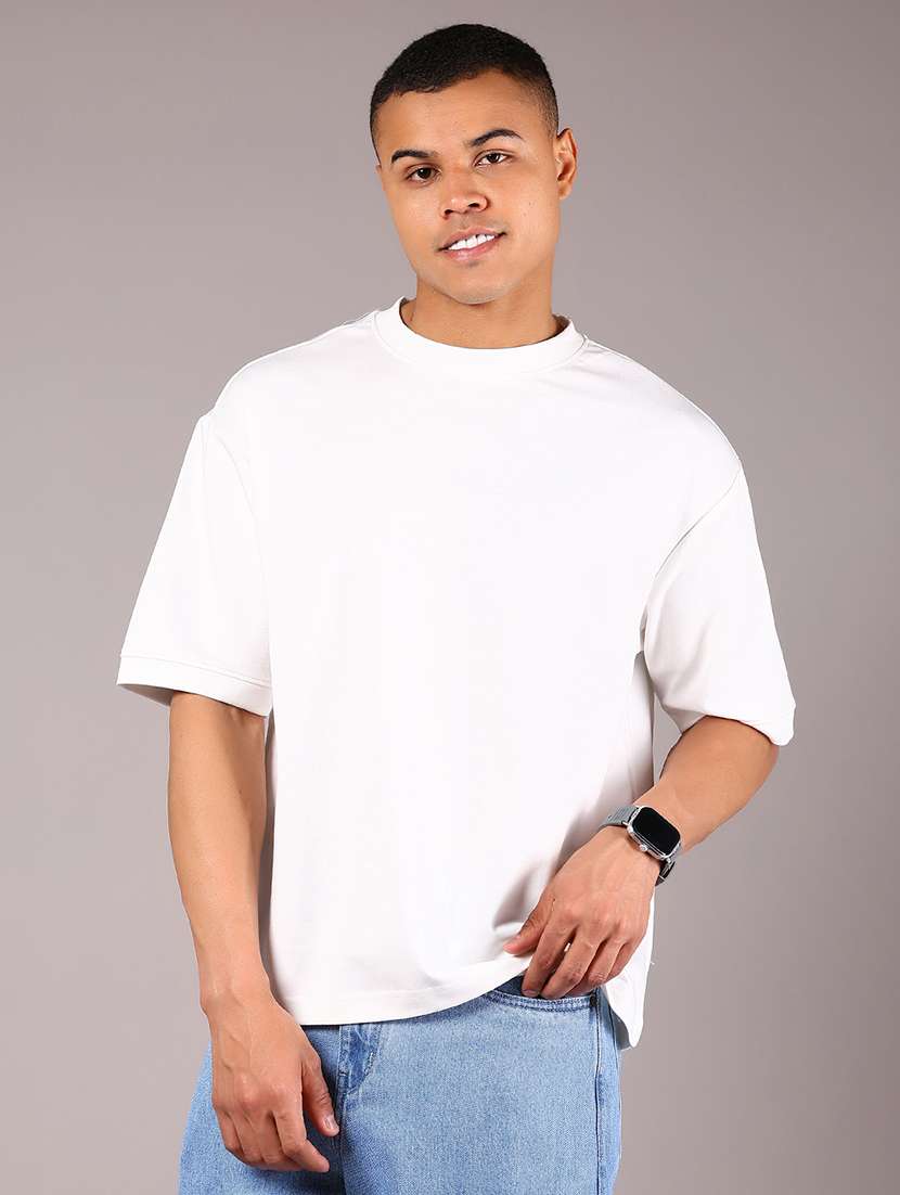 men solid short sleeves oversized t-shirt
