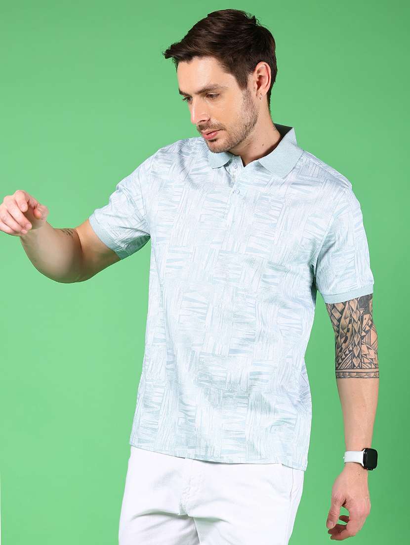 men printed short sleeves regular fit polo t-shirt