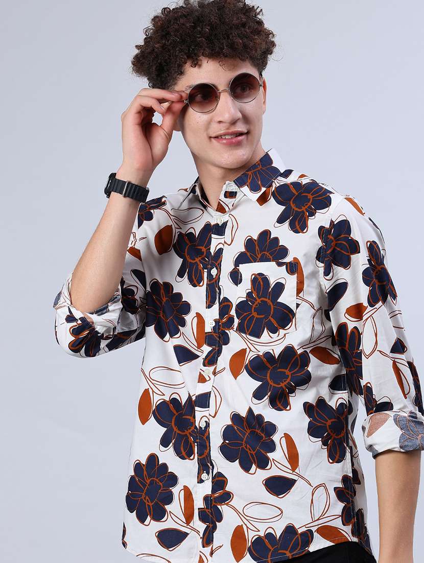 men printed collared long sleeve shirt - 21921197 - Zoom Image - 0