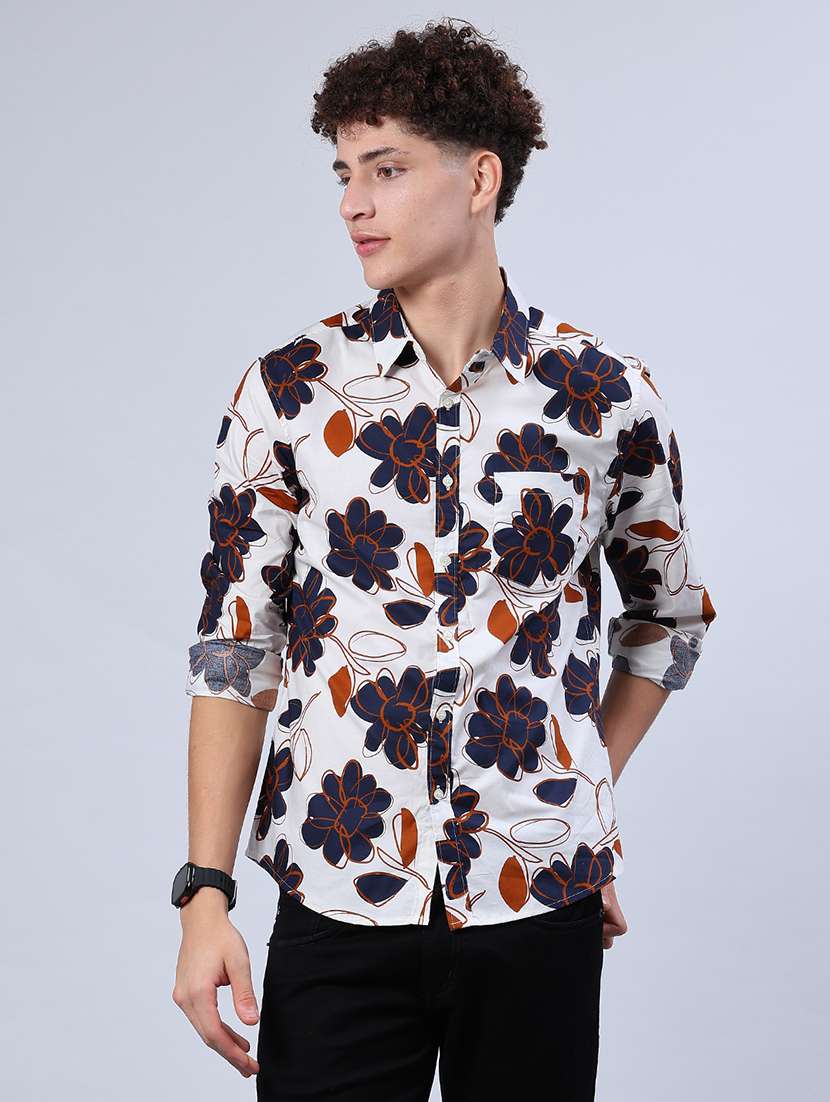 men printed collared long sleeve shirt - 21921197 - Standard Image - 2