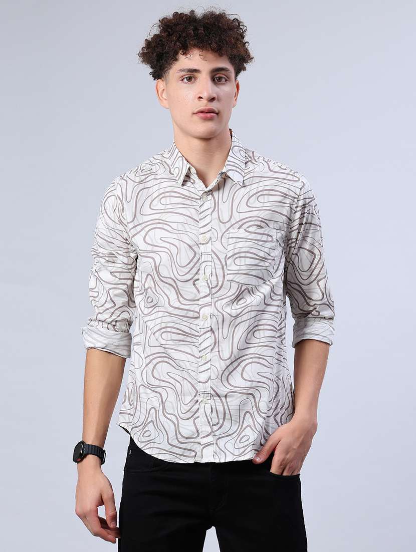 men printed collared long sleeve shirt - 21921270 -  Standard Image - 2