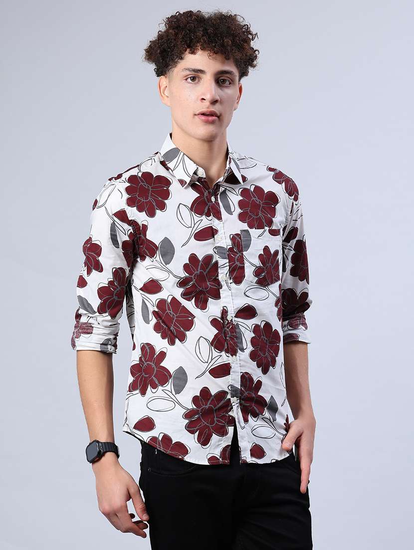 men printed collared long sleeve shirt - 21922100 - Standard Image - 2