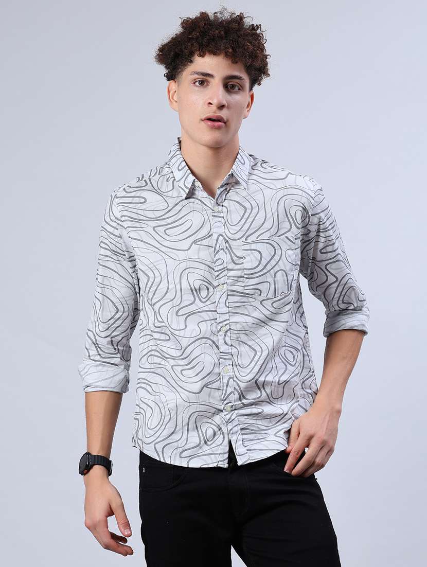 men printed collared long sleeve shirt - 21922101 -  Standard Image - 2