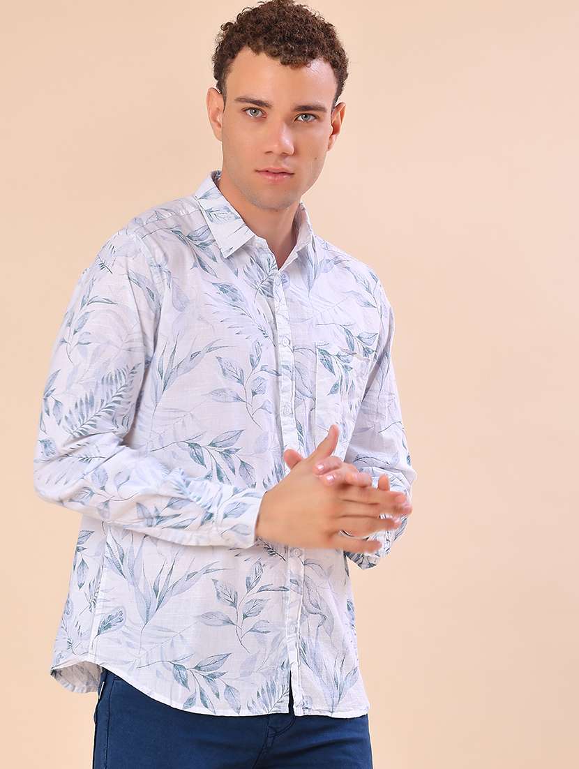 men printed long sleeve collared shirt - 21922303 -  Standard Image - 2