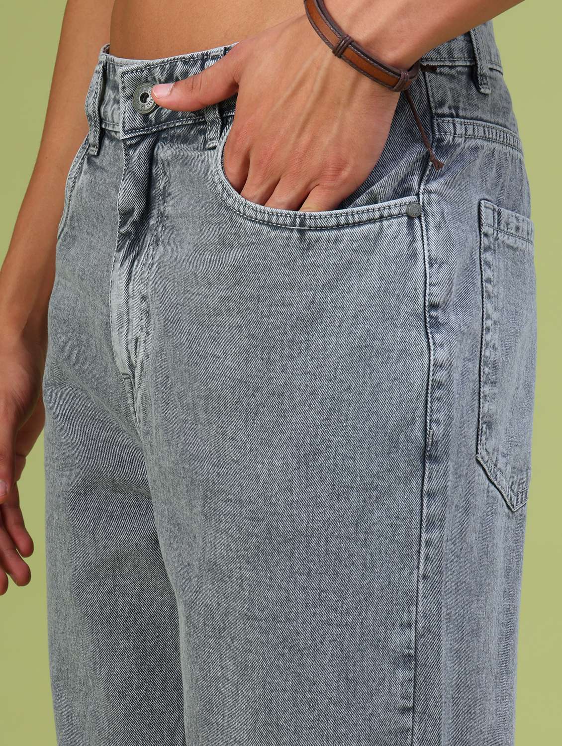light grey cotton denim jeans - 21922337 - Standard Image - 2