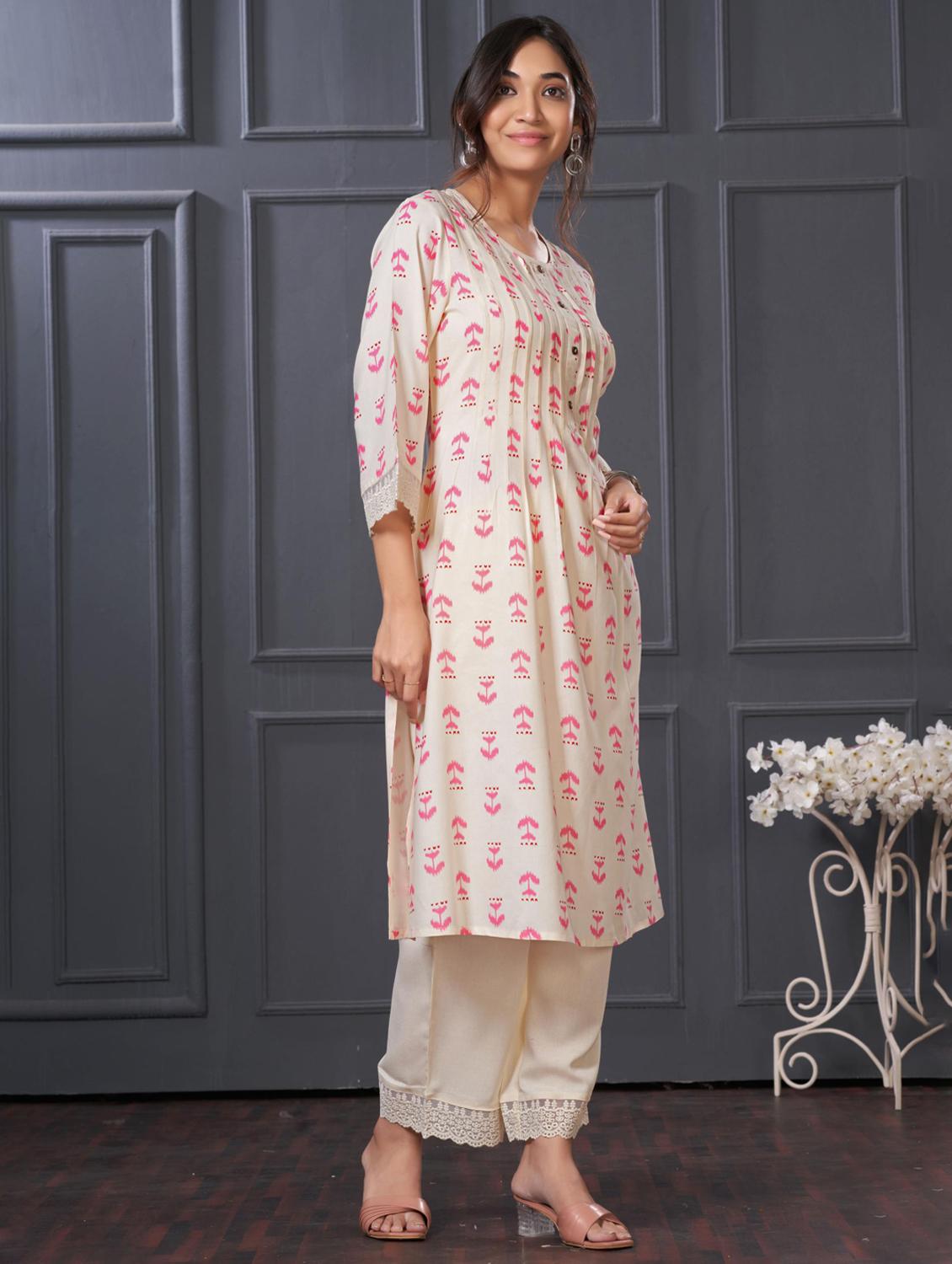 women three quarter sleeve kurta palazzo set - 21922354 - Standard Image - 2