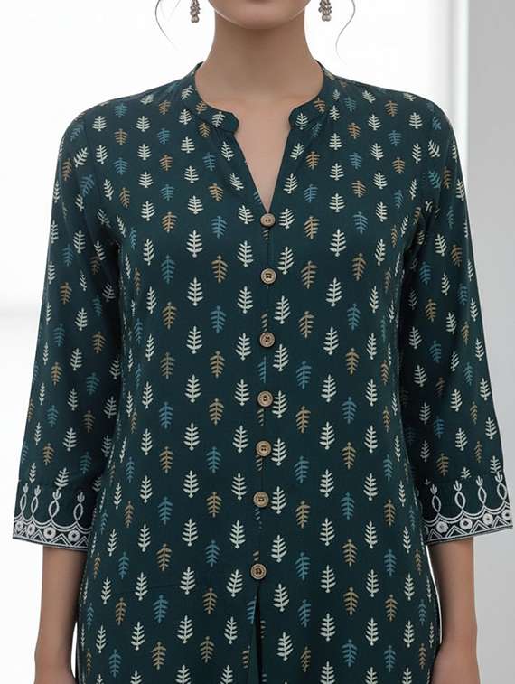 women printed three quarter sleeve kurta palazzo set - 21922357 -  Standard Image - 7