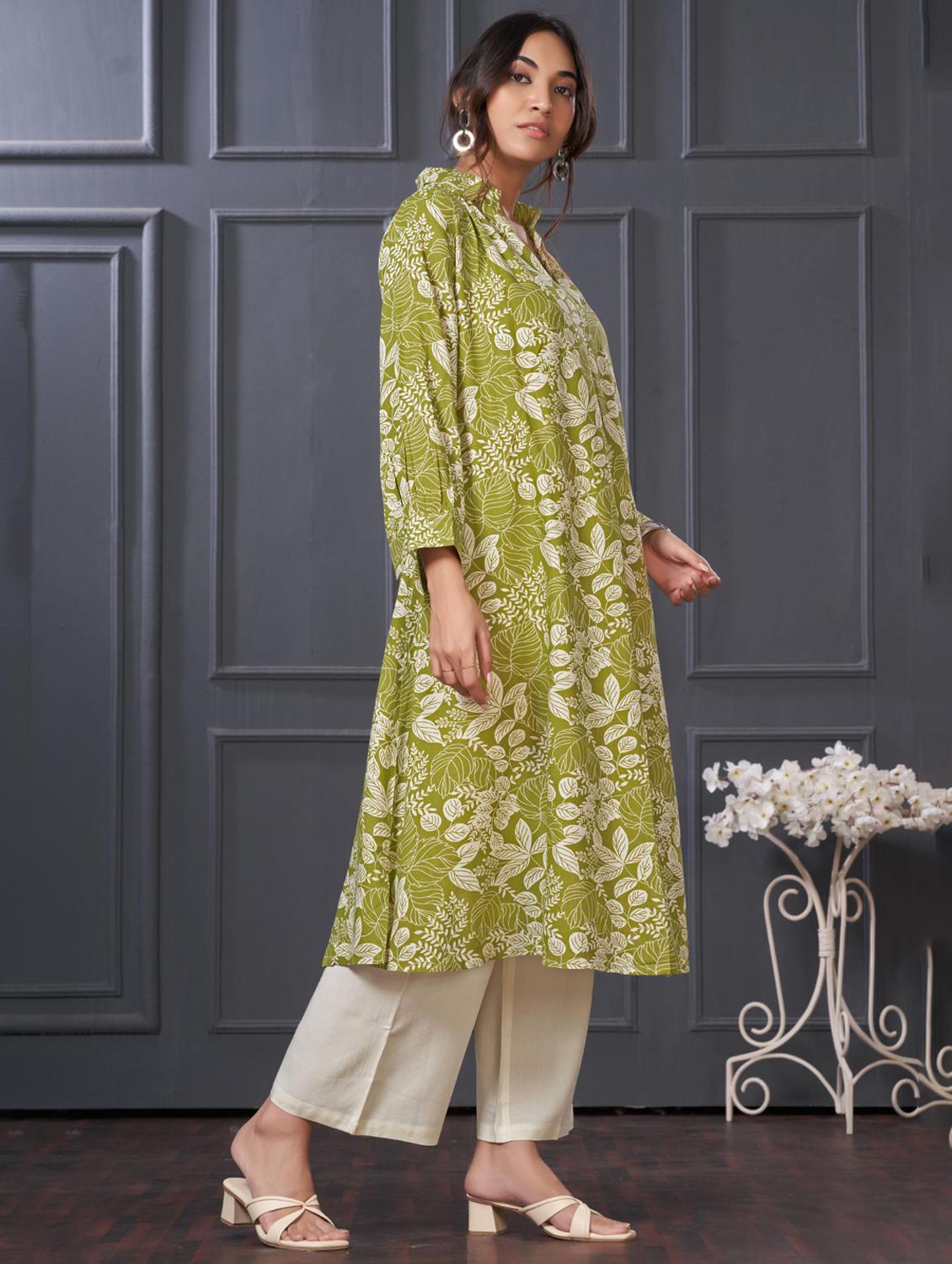 women printed long sleeve kurta palazzo set - 21922359 - Standard Image - 2