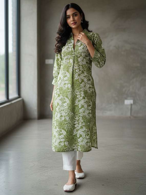 women printed long sleeve kurta palazzo set - 21922359 -  Standard Image - 2
