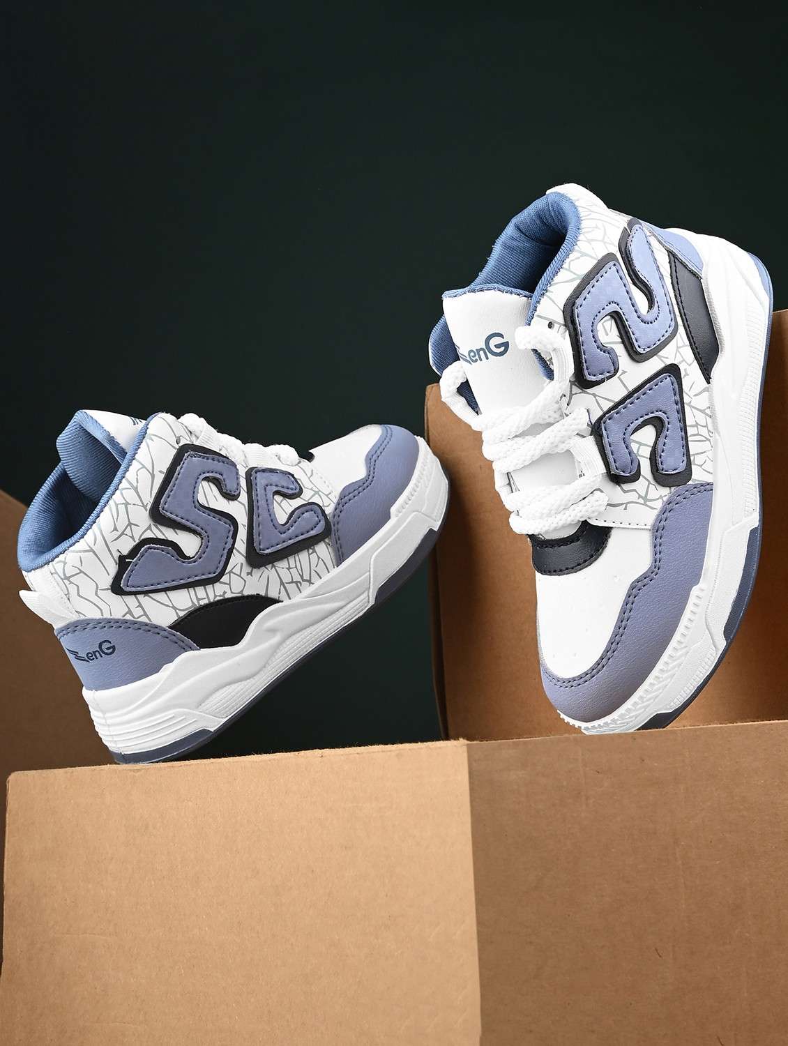 boys printed lace up high ankle sneaker