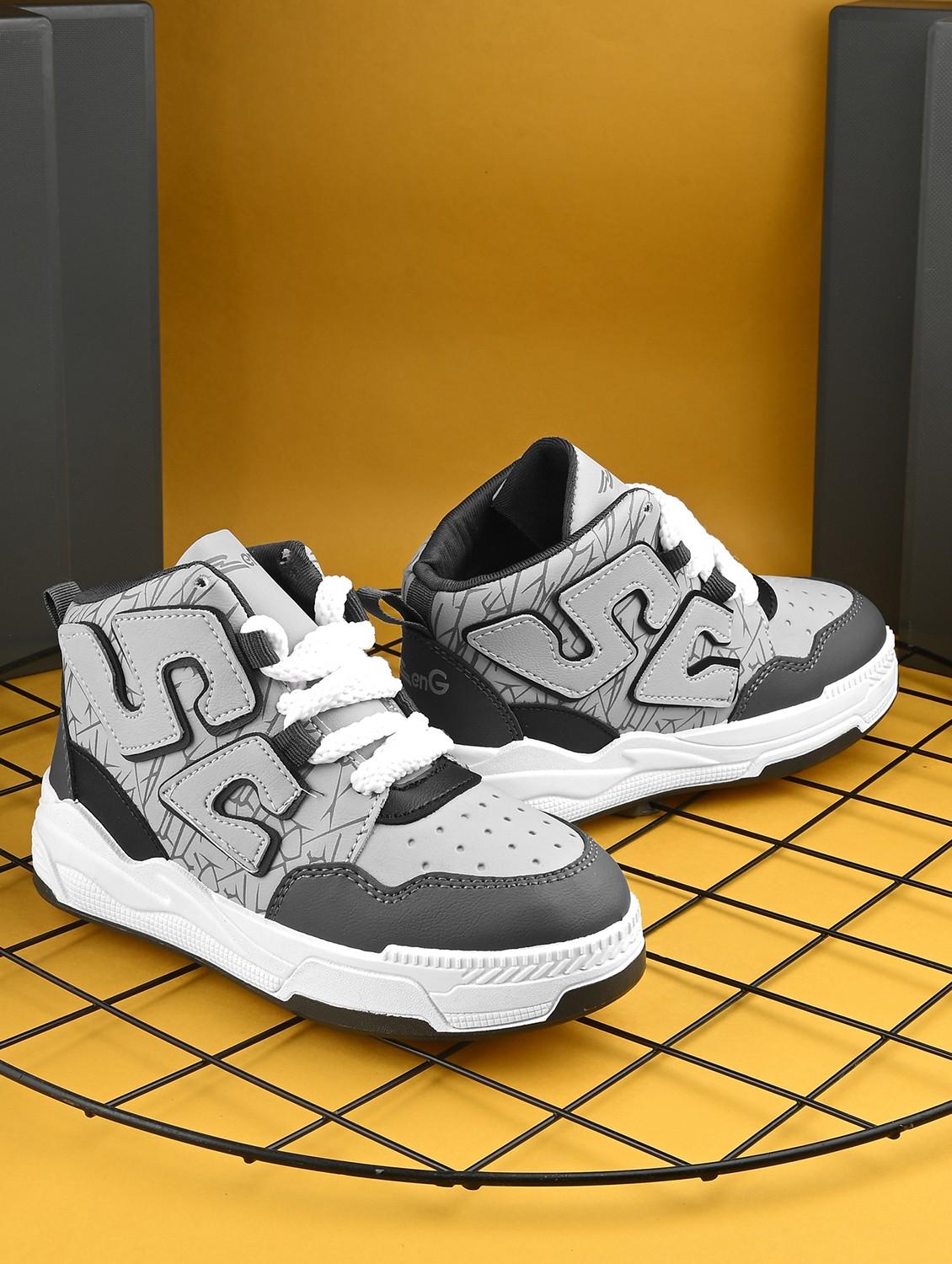 boys printed lace up high ankle sneaker