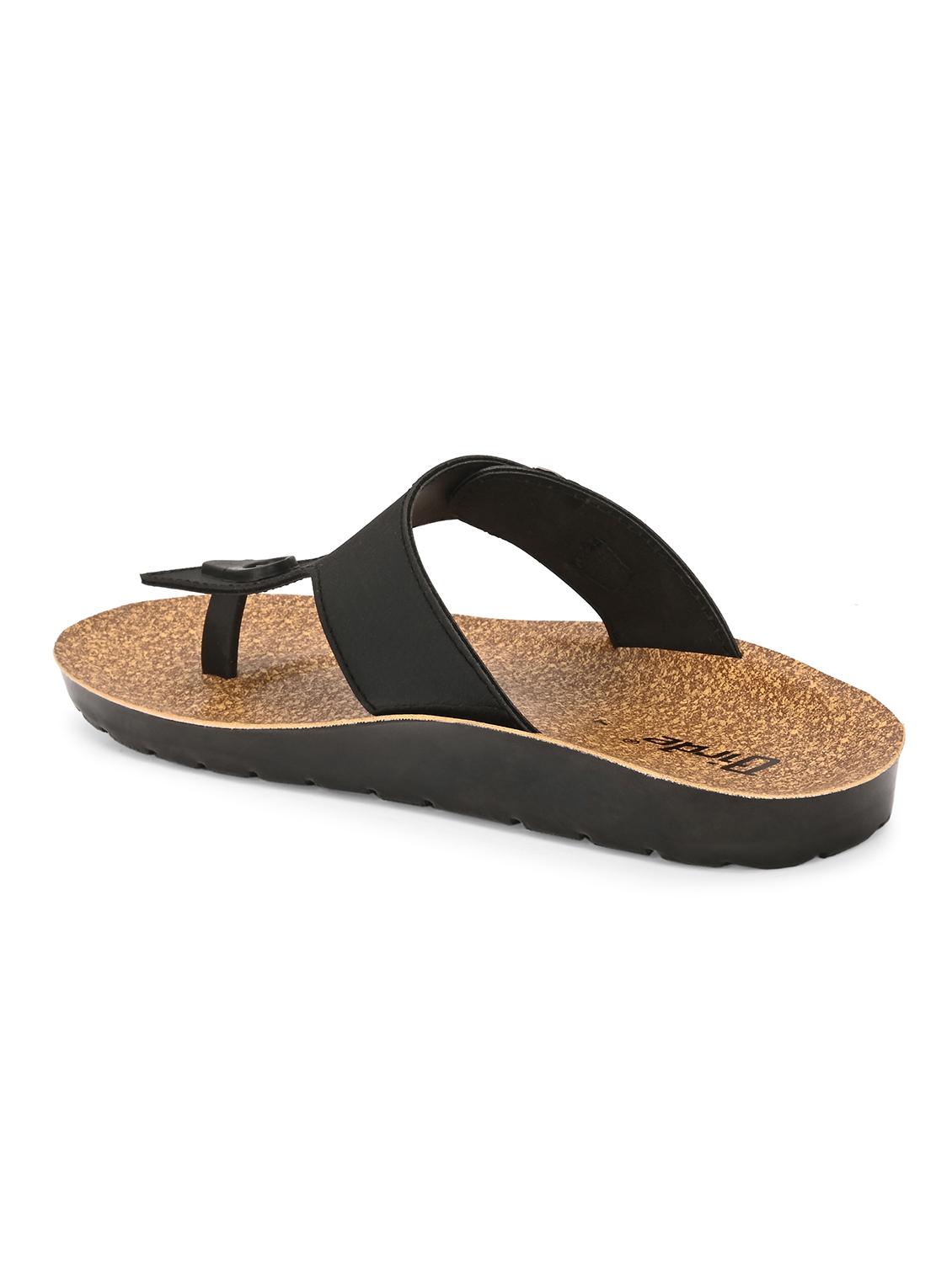 men black solid slip on sandal - 21922377 - Standard Image - 2