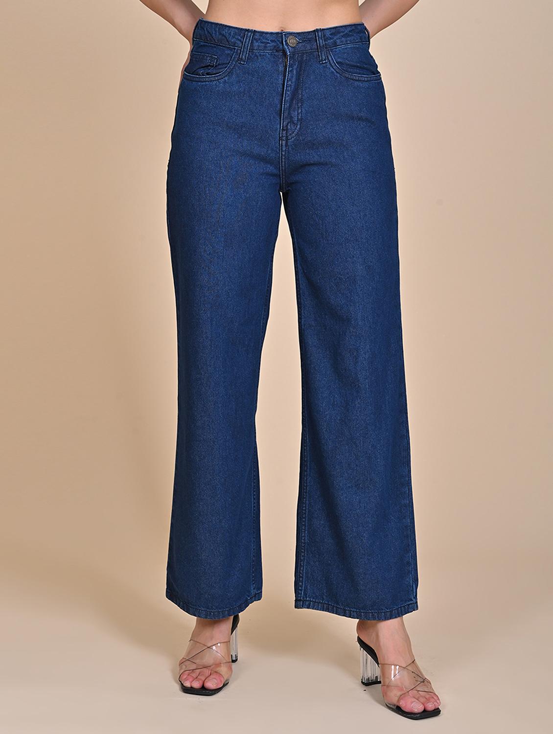 women solid high rise wide leg jean - 21922384 - Zoom Image - 0