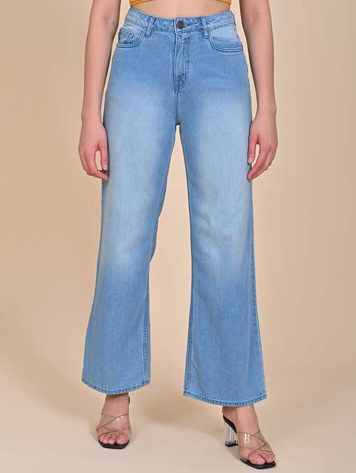 women solid high rise wide leg jean - 21922387 -  Standard Image - 0