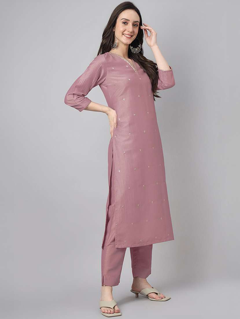 women three quarter sleeve kurta pant with dupatta set - 21922405 -  Standard Image - 2
