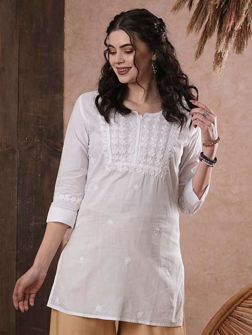 white cotton straight kurti