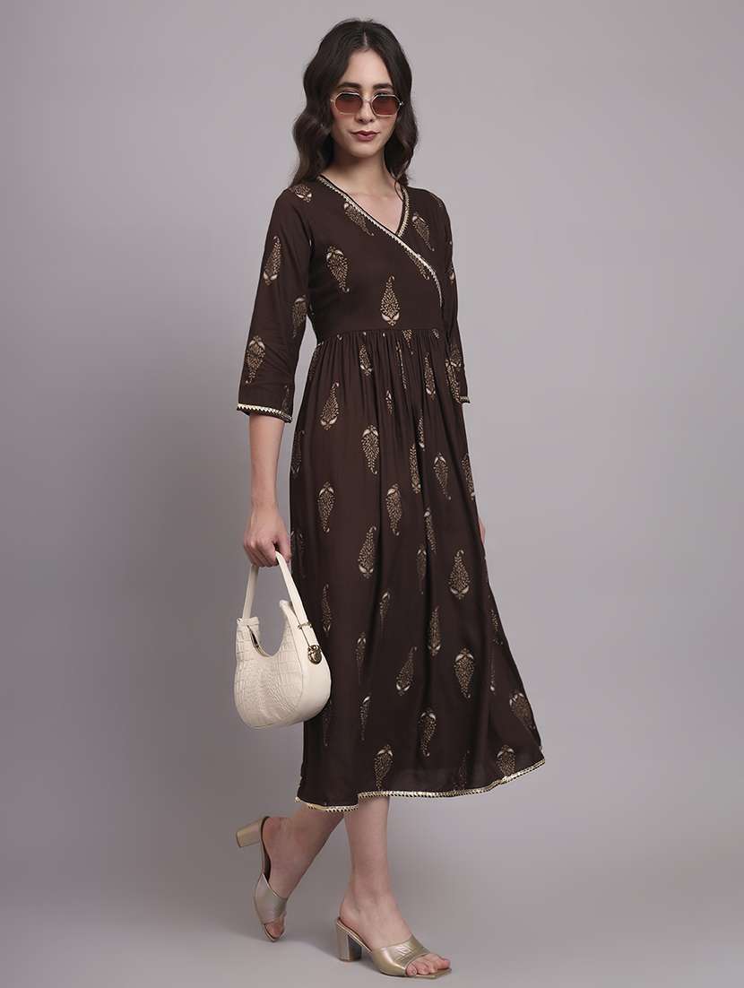 women three quarter sleeve ethnic dress