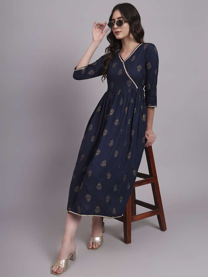women three quarter sleeve ethnic dress