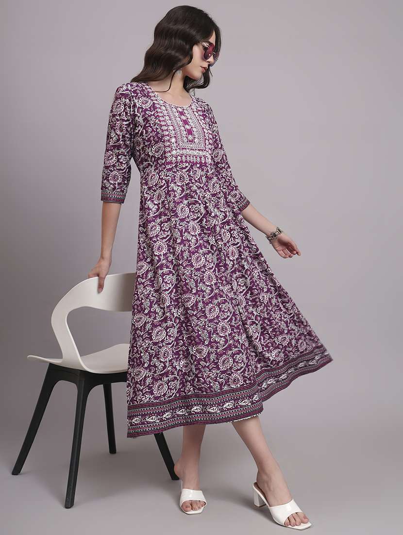 women three quarter sleeve ethnic dress