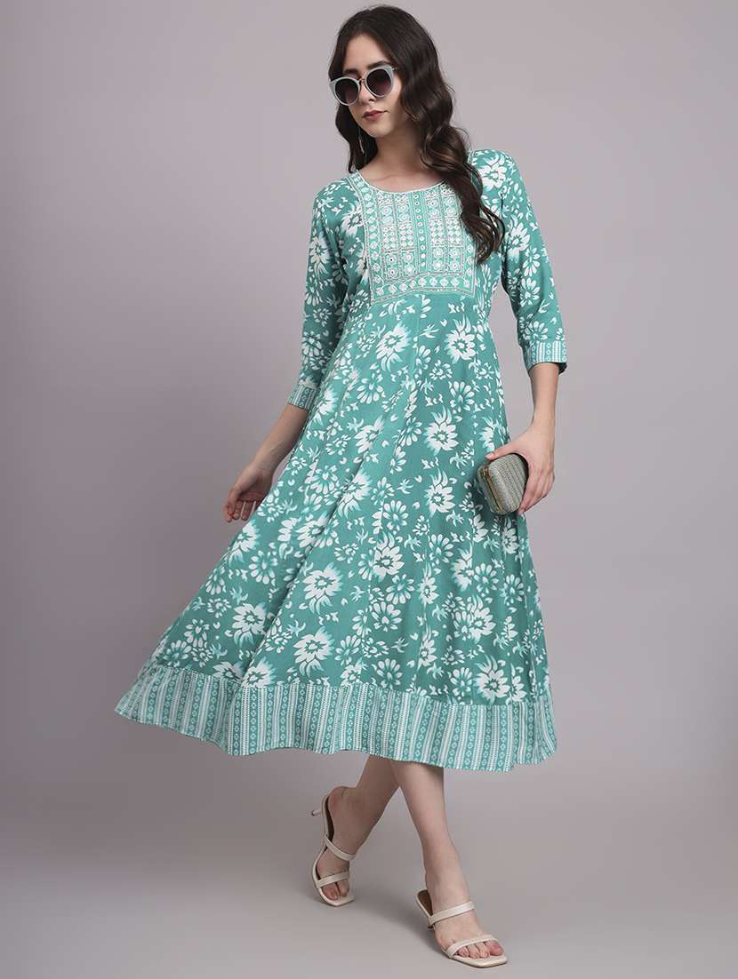 women three quarter sleeve ethnic dress